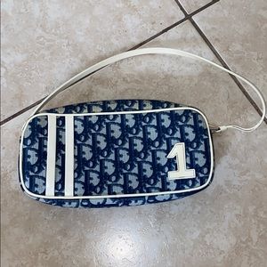 Vintage Dior Trotter Baguette Navy Shoulder Bag